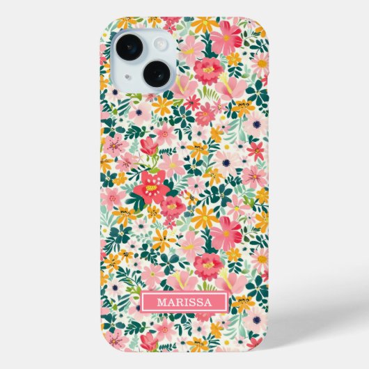 コーラルディッツィーフラワーモノグラム Case-Mate iPhoneケース (裏面)