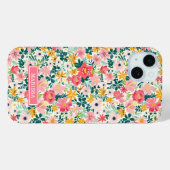 コーラルディッツィーフラワーモノグラム Case-Mate iPhoneケース (裏面 (横))