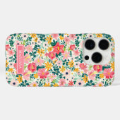 コーラルディッツィーフラワーモノグラム Case-Mate iPhoneケース (裏面 (横))