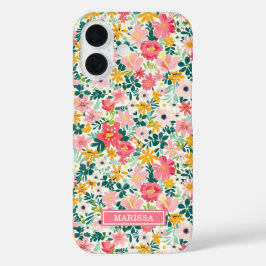 コーラルディッツィーフラワーモノグラム iPhone 16ケース