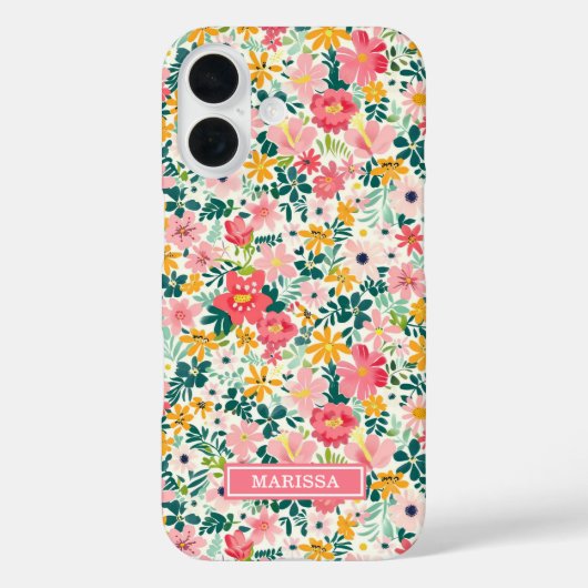 コーラルディッツィーフラワーモノグラム Case-Mate iPhoneケース (裏面)
