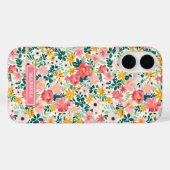 コーラルディッツィーフラワーモノグラム Case-Mate iPhoneケース (裏面 (横))