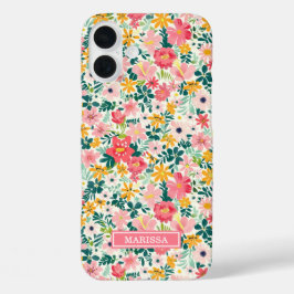 コーラルディッツィーフラワーモノグラム iPhone 16 PLUSケース