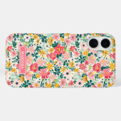 コーラルディッツィーフラワーモノグラム Case-Mate iPhoneケース (裏面 (横))