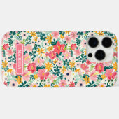 コーラルディッツィーフラワーモノグラム Case-Mate iPhoneケース (裏面 (横))