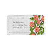 コーラルデイジーダマスク差出人住所ラベル ラベル (正面)