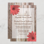 コーラルデイジー素朴バーンウッド結婚式招待状 招待状 (正面/裏面)