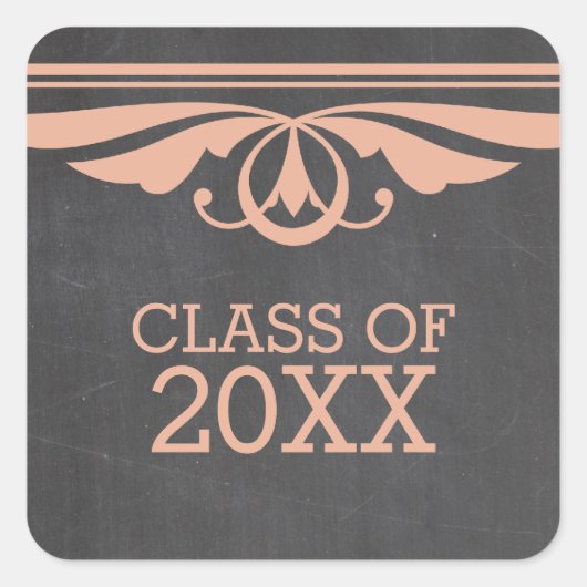 コーラルデコシャルボード卒業ステッカー スクエアシール (正面)