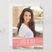 コーラルデストライプコ写真卒業パーティー 招待状 (正面)