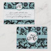 コーラルトリム付きブラックとダマスクのフローラ 名刺 (正面/裏面)