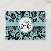 コーラルトリム付きブラックとダマスクのフローラ 名刺 (裏面)