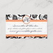 コーラルトリム付き白黒ダマスクフローラ 名刺 (正面)