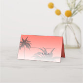 コーラルトロピカルパームツリービーチ結婚式 プレイスカード (裏面)