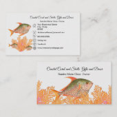 コーラルトロピカルフィッシュ白黒シンプル沿岸 名刺 (正面/裏面)