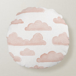 コーラルドリームタイムの水の色の雲まわりの枕 ラウンドクッション