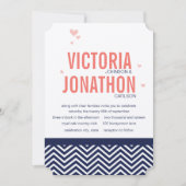 コーラルネイビーとコーラルジグザグアンドフローラ結婚ズ 招待状 (正面)