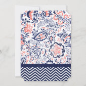 コーラルネイビーとコーラルジグザグアンドフローラ結婚ズ 招待状 (裏面)