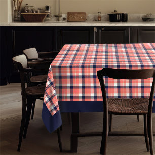 コーラルネイビーのテーブルデコスタイリッシュールのPlaid Tablecloth テーブルクロス