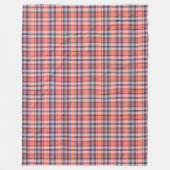 コーラルネイビータータンチェックスローソフトスタイリッシュアクセント フリースブランケット (正面)