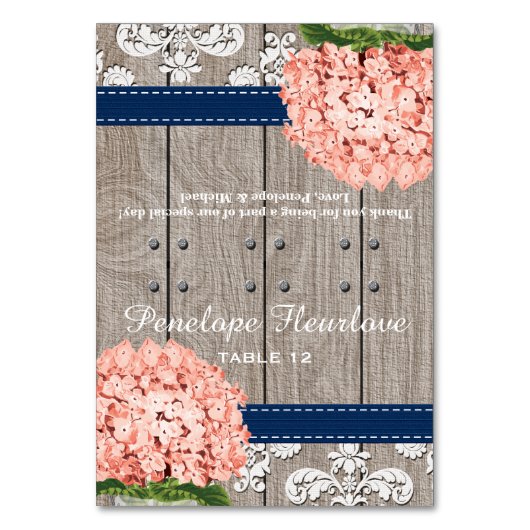 コーラルネイビーブルーアジェDIYテント座席表 テーブルナンバー (正面)