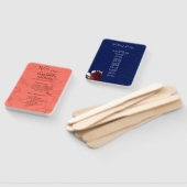 コーラルネイビーブルーエレガントモダン結婚式 プログラム ハンドファン (組立なし)