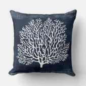 コーラルネイビーブルーピロー | 沿岸スタイル クッション (正面)