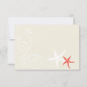 コーラルネイビーブルーホワイト航海のウェディングRSVP 出欠カード (裏面)