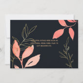 コーラルネイビーブルー結婚金ゴールドズカップルブライダルシャワー 招待状 (裏面)