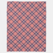 コーラルネイビープレイドブランケット素朴 – ホームチャーム フリースブランケット (正面)