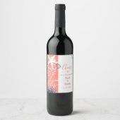 コーラルネイビーホワイトビーチ結婚式 ワインラベル (正面)