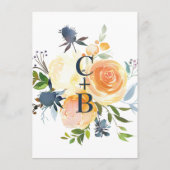 コーラルネイビー水彩フローラ結婚披露宴 エンクロージャーカード (裏面)