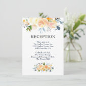 コーラルネイビー水彩フローラ結婚披露宴 エンクロージャーカード (スタンド正面)