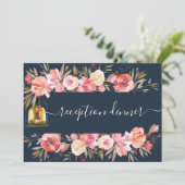 コーラルネイビー金ゴールドランタン披露宴ディナー 招待状 (スタンド正面)