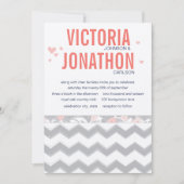 コーラルネイビー&グレージグザグザグタイポグラフィ結婚ズ 招待状 (正面)