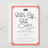 コーラルネイビーBBQバースデーパーティーをピグアウト 招待状 (正面)