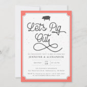 コーラルネイビーI do BBQ婚約パーティ 招待状 (正面)