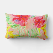 コーラルハイビスカスフラワー装飾用クッション ランバークッション (裏面)