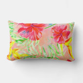 コーラルハイビスカスフラワー装飾用クッション ランバークッション (正面)