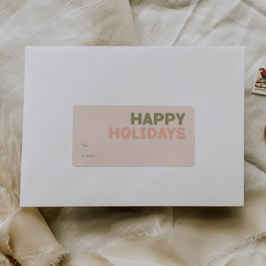 コーラルハッはっきりしたモダンプホリデーズ長方形ギフト ラベル