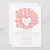 コーラルハートアクアビーチ結婚式招待状 招待状 (正面/裏面)