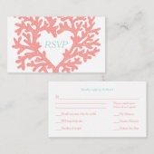 コーラルハートアクアビーチ結婚式RSVP応答 エンクロージャーカード (正面/裏面)