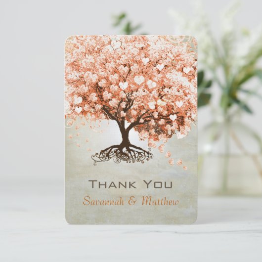 コーラルハートリーフ結婚ツリーありがとう サンキューカード (スタンド正面)