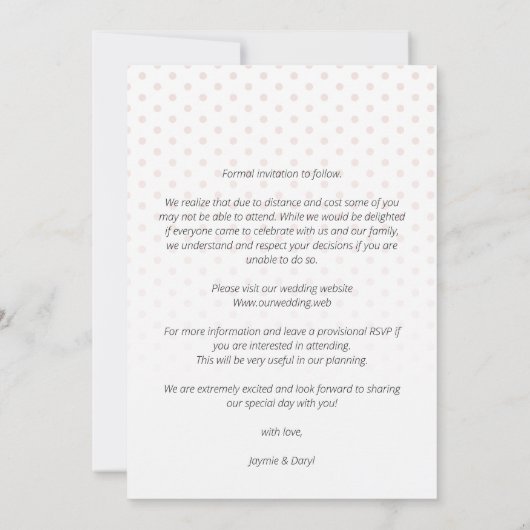 コーラルハート私たちは引用文水玉模様写真結婚の (裏面)