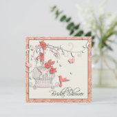 コーラルバエレガントードケージブライダルシャワー 招待状 (スタンド正面)