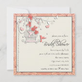 コーラルバエレガントードケージブライダルシャワー 招待状 (裏面)