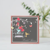 コーラルバエレガントードケージブライダルシャワー 招待状 (スタンド正面)