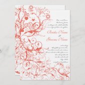 コーラルバード&スワール結婚式招待状 招待状 (正面/裏面)