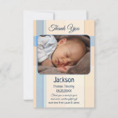 コーラルパステルプレイドベビー写真サンキューカード サンキューカード (正面)