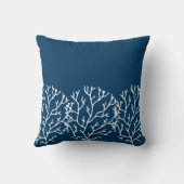 コーラルパタースタイリッシュン – ティール(緑がかった色)ブルー海テーマ クッション (裏面)