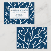 コーラルパタースタイリッシュン – ティール(緑がかった色)ブルー海テーマ 名刺 (正面/裏面)